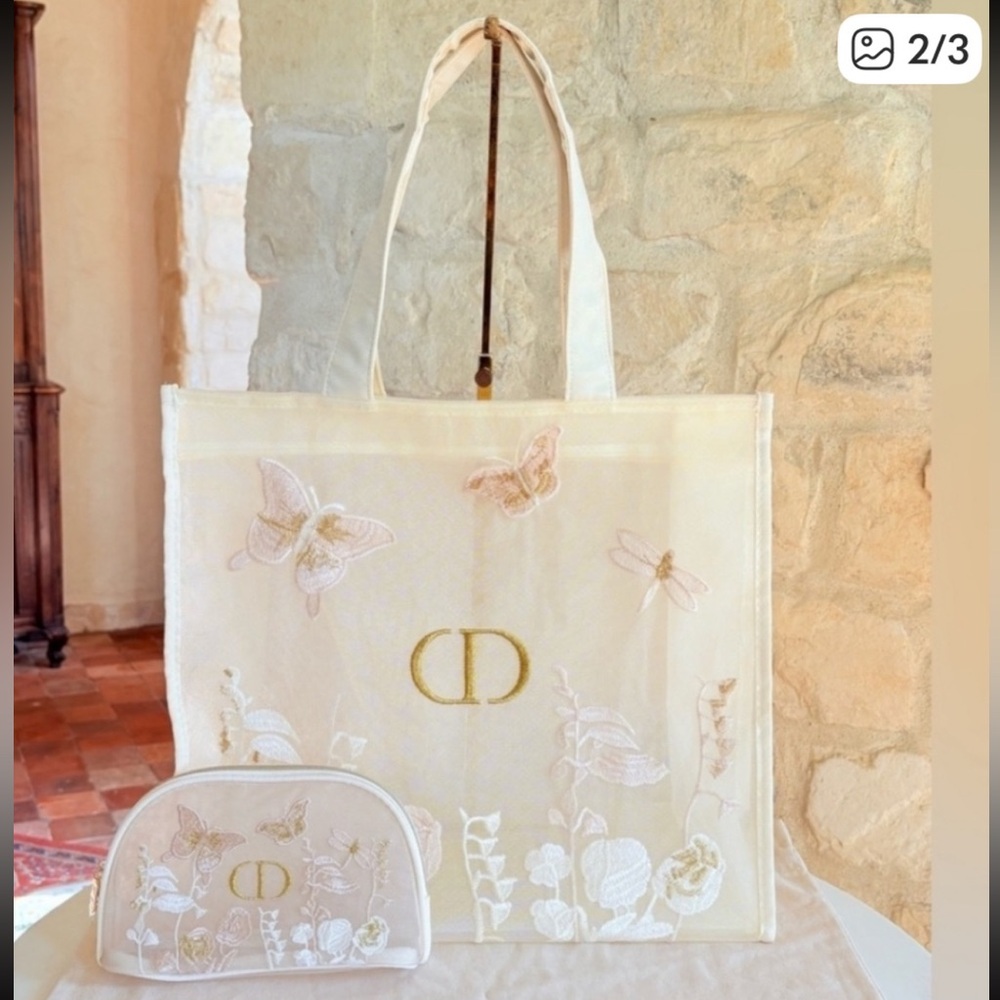 ⚜️⚜️ Elegant Cream Tote and Pouch Set from Christian Dior GWP ⚜️⚜️